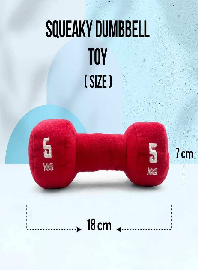 Goofy Tails Gym Series Dumbbell Plush Toy for Dogs | Squeaky Toy for Dogs and Puppies | Great for Playing Fetch and Retrieve (Red) - Image 2